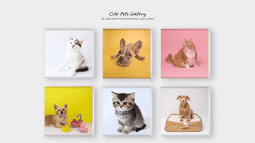 A cute pets gallery built with modern frontend techniques for responsive and reusable UI.