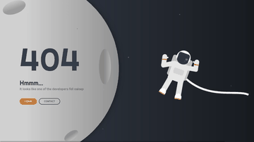 A space 404 built with modern frontend techniques for responsive and reusable UI.