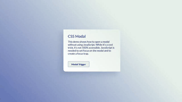 A css modal using :target selector built with modern frontend techniques for responsive and reusable UI.