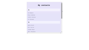 A contacts list with position sticky built with modern frontend techniques for responsive and reusable UI.