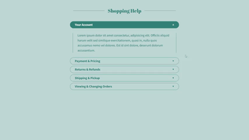 A accordion/collapse with pure css built with modern frontend techniques for responsive and reusable UI.