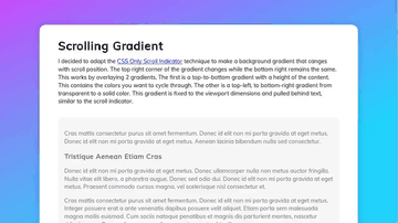 A scrolling gradient built with modern frontend techniques for responsive and reusable UI.