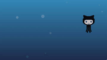 A octocat sprite swimming in the ocean with css built with modern frontend techniques for responsive and reusable UI.