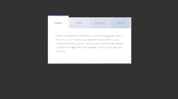 A tabs - css + js built with modern frontend techniques for responsive and reusable UI.