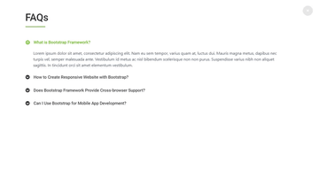 A bootstrap expand and collapse faq accordion built with modern frontend techniques for responsive and reusable UI.