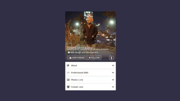 A user profile with accordion built with modern frontend techniques for responsive and reusable UI.