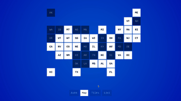 A us state list and map transformation built with modern frontend techniques for responsive and reusable UI.