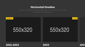 A responsive horizontal timeline using slick built with modern frontend techniques for responsive and reusable UI.