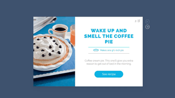 A slider animations: pies from the waitress musical built with modern frontend techniques for responsive and reusable UI.