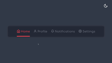 A tab bar interaction with dark mode built with modern frontend techniques for responsive and reusable UI.