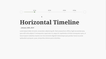 A horizontal timeline built with modern frontend techniques for responsive and reusable UI.