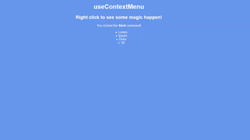 A react use context menu built with modern frontend techniques for responsive and reusable UI.