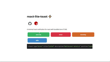 A react lite toast built with modern frontend techniques for responsive and reusable UI.