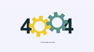 A 404 error cogwheels built with modern frontend techniques for responsive and reusable UI.