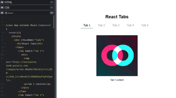 A react tabs component built with modern frontend techniques for responsive and reusable UI.