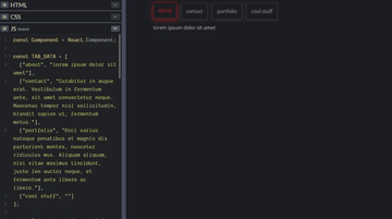 A react tabs built with modern frontend techniques for responsive and reusable UI.
