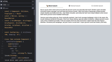 A react tabs composition built with modern frontend techniques for responsive and reusable UI.