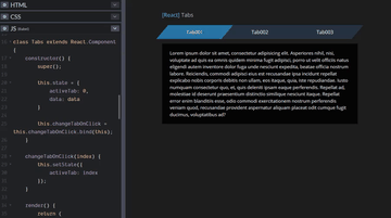 A react: tabs built with modern frontend techniques for responsive and reusable UI.