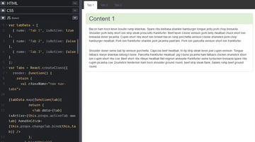 A react tabs with bootstrap built with modern frontend techniques for responsive and reusable UI.