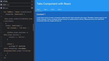 A tabs component with react built with modern frontend techniques for responsive and reusable UI.
