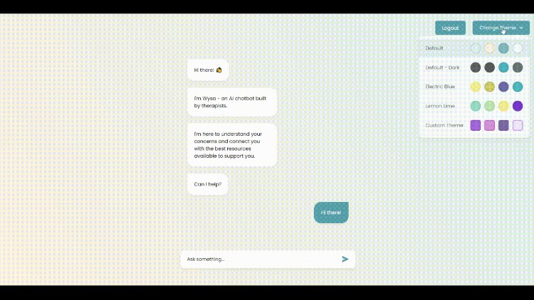 A a mockup chat application for wysa's full stack mini project with customizable profile themes built with modern frontend techniques for responsive and reusable UI.