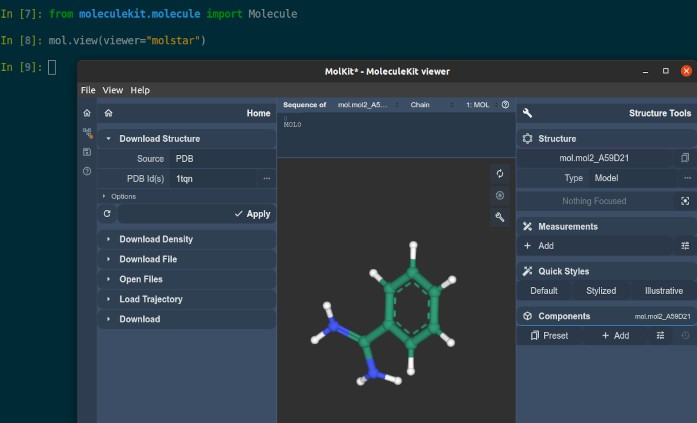 A a molstar-based molecular viewer for the moleculekit package built with modern frontend techniques for responsive and reusable UI.