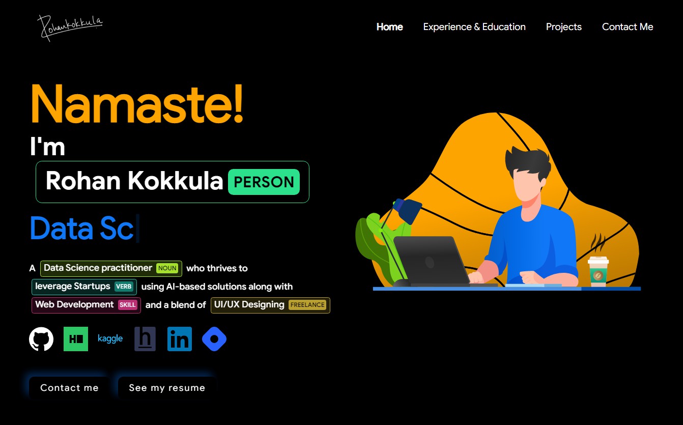 A a beautiful portfolio template for datascientists using reactjs built with modern frontend techniques for responsive and reusable UI.