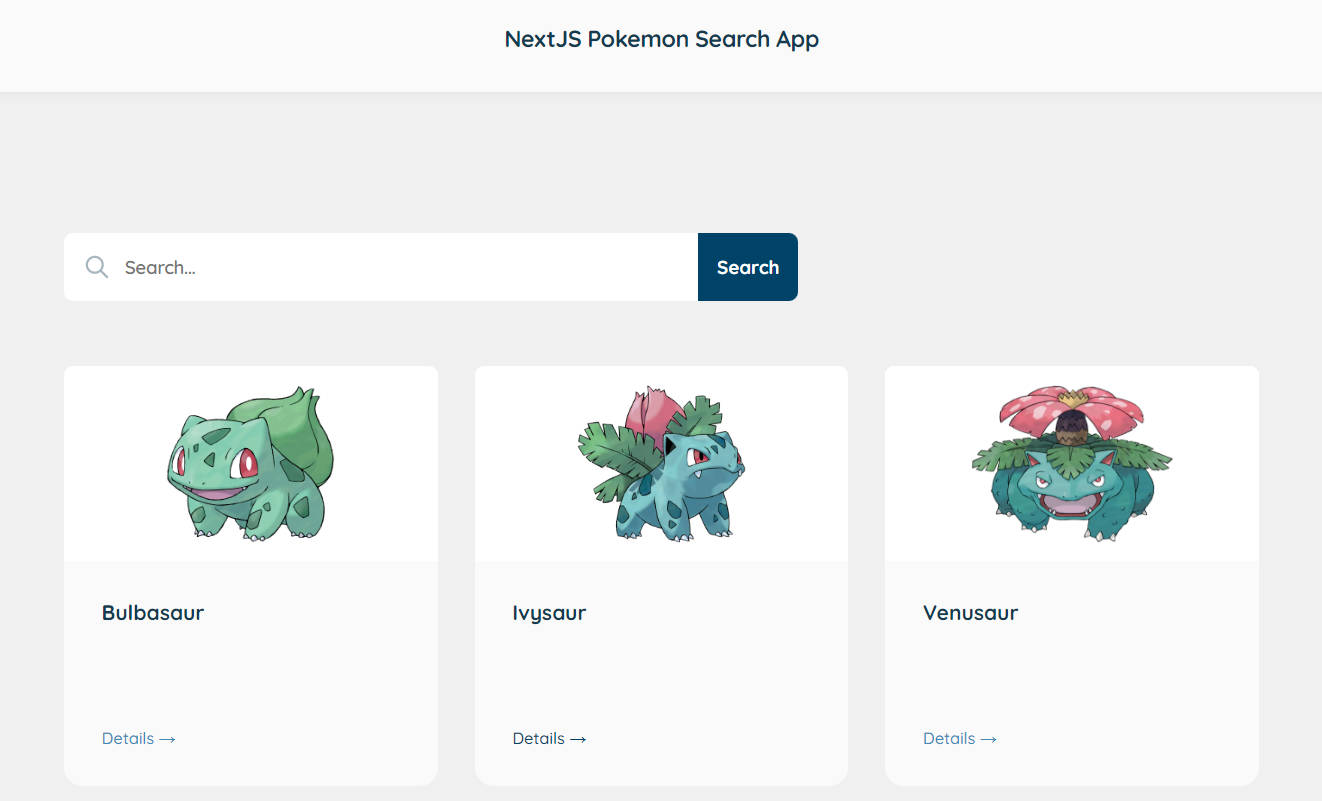 A a next.js frontend web app that consumes the pokemon api built with modern frontend techniques for responsive and reusable UI.