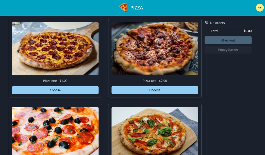 A a pizza store application built using react built with modern frontend techniques for responsive and reusable UI.