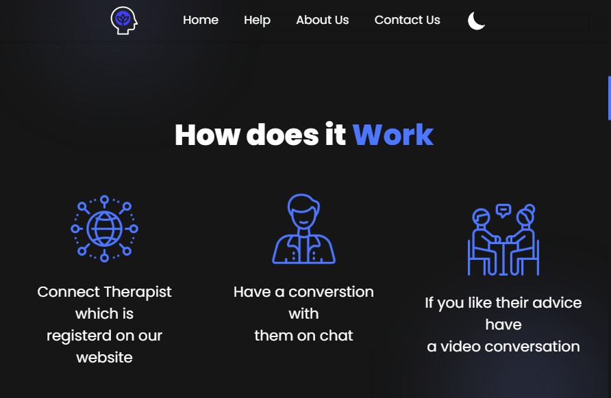 A a platform for mental heath help which is created using react js and tailwindcss built with modern frontend techniques for responsive and reusable UI.