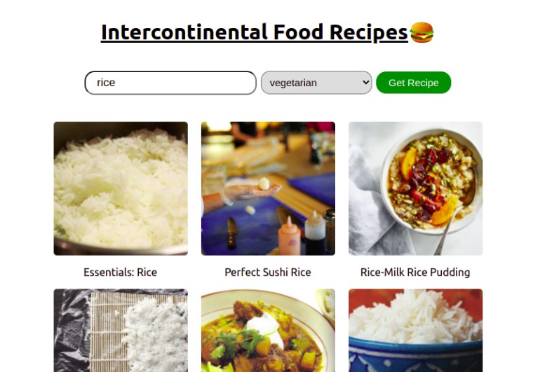 A a project showing food recipes from various countries built with modern frontend techniques for responsive and reusable UI.