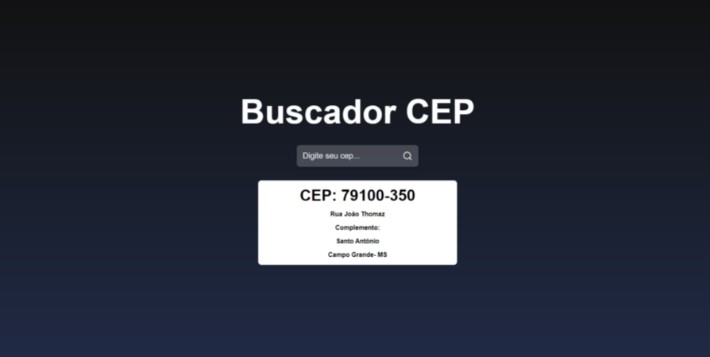A a react app that searches the zip code informed by the user built with modern frontend techniques for responsive and reusable UI.