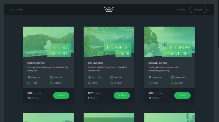 A a react application for users to book tours built with modern frontend techniques for responsive and reusable UI.