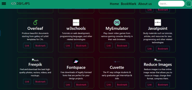 A a react application that is used to search for free tools built with modern frontend techniques for responsive and reusable UI.
