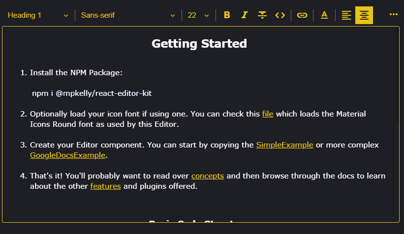 A a react-based text editor using a suite of standard plugins built with modern frontend techniques for responsive and reusable UI.