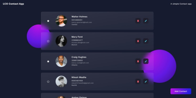 A a react contact application using realtime database built with modern frontend techniques for responsive and reusable UI.