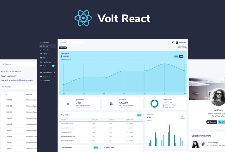 A a react.js admin dashboard template and ui library based on bootstrap 5 built with modern frontend techniques for responsive and reusable UI.