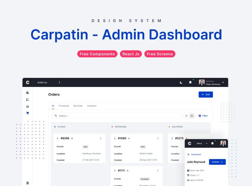 A a react js admin dashboard template that focuses on the management flows built with modern frontend techniques for responsive and reusable UI.