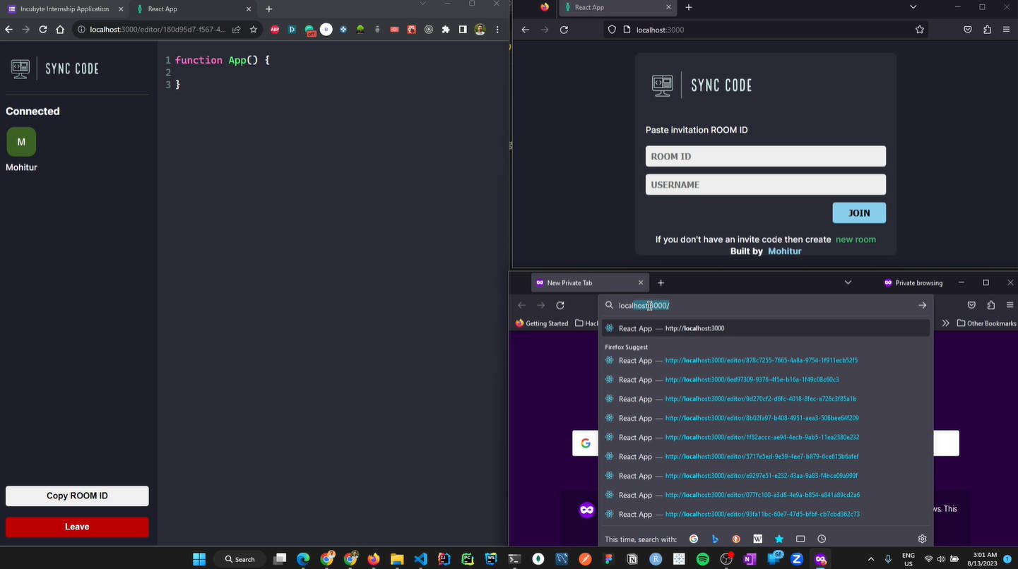A a real-time code editor built with react.js and socket.io built with modern frontend techniques for responsive and reusable UI.