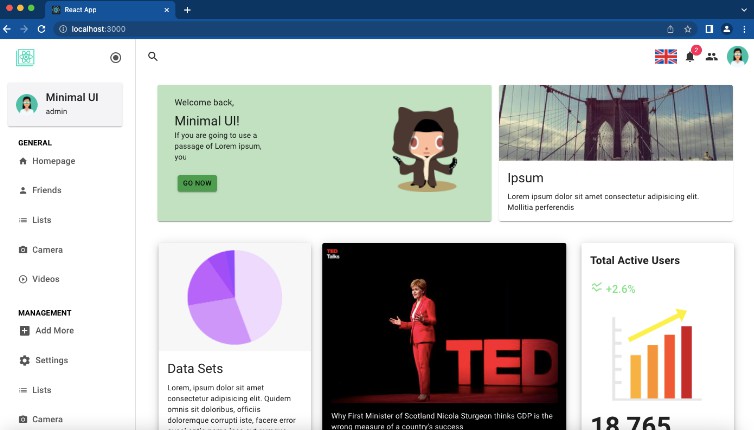 A a recreation of the template(given in jpeg format) using react built with modern frontend techniques for responsive and reusable UI.