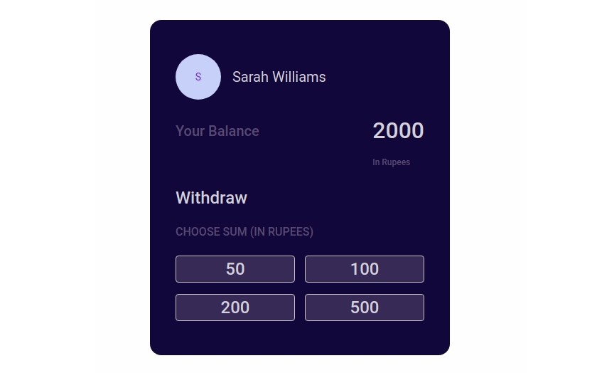 A a cash withdrawal app built with react built with modern frontend techniques for responsive and reusable UI.