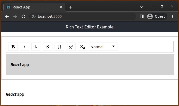 A a rich text editor component and a preview section created with draft.js and react-draft-wysiwyg built with modern frontend techniques for responsive and reusable UI.
