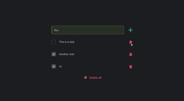 A a simple and dark to-do list built with react built with modern frontend techniques for responsive and reusable UI.