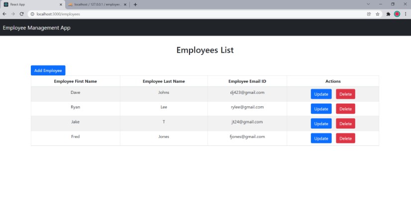 A a simple app performing crud operations using react, spring boot, bootstrap, mysql and apache server built with modern frontend techniques for responsive and reusable UI.