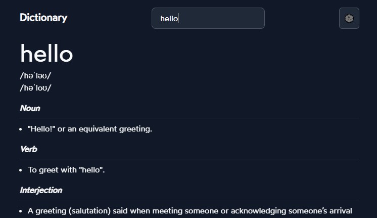 A a simple app that allows you to search for words and their definitions built with modern frontend techniques for responsive and reusable UI.