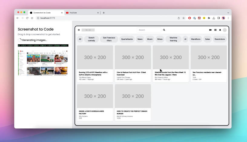 A a simple app that converts a screenshot to html/tailwind css built with modern frontend techniques for responsive and reusable UI.