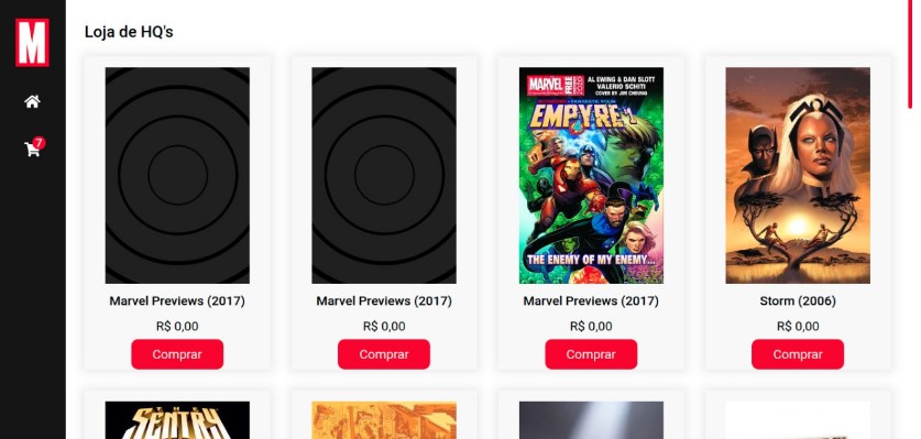 A a simple ecommerce virtual marvel comics app built with react built with modern frontend techniques for responsive and reusable UI.