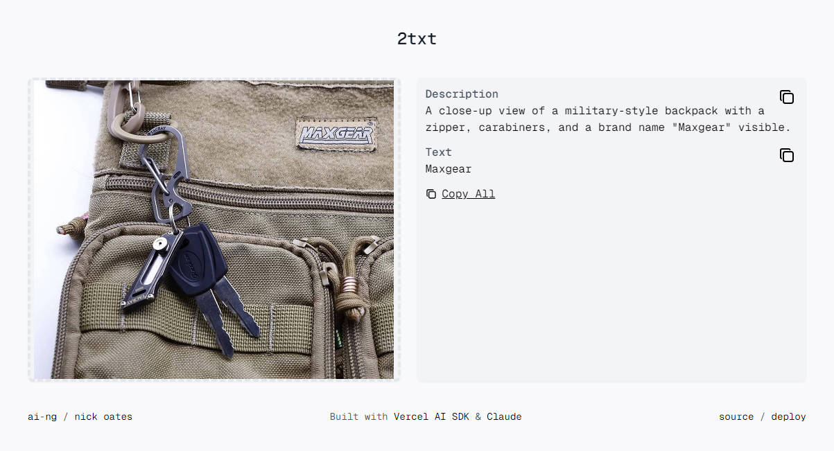 A a simple image to text website built with next.js built with modern frontend techniques for responsive and reusable UI.