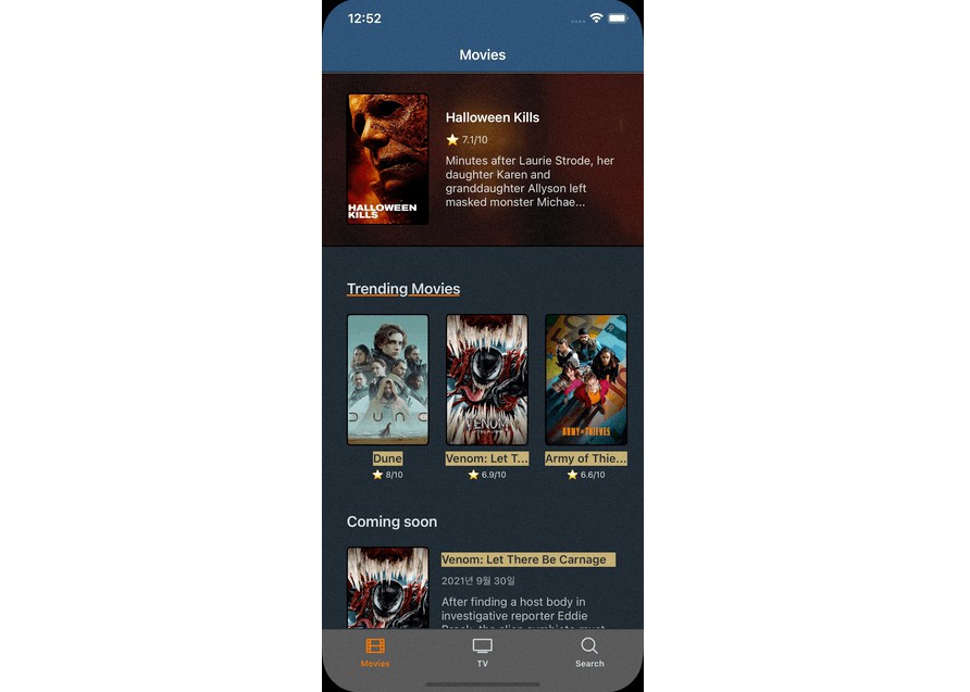 A a simple movie app built with react native built with modern frontend techniques for responsive and reusable UI.