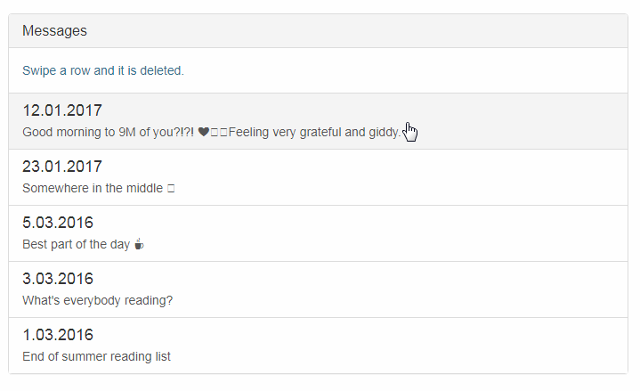 A a simple react component implement swipe to delete ui-pattern built with modern frontend techniques for responsive and reusable UI.